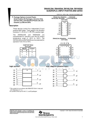 SNJ54ALS08FK datasheet - QUADRUPLE 2-INPUT POSITIVE-AND GATES
