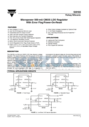 SI9185DMP-25-T1 datasheet - Micropower 500-mA CMOS LDO Regulator