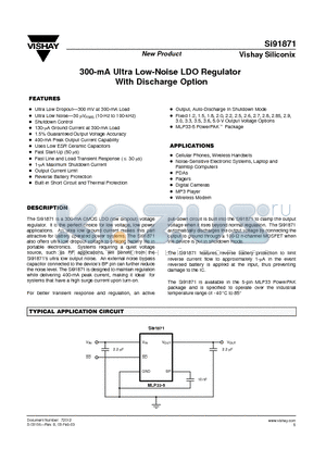 SI91871DMP-12-T1 datasheet - 300-mA Ultra Low-Noise LDO Regulator With Discharge Option