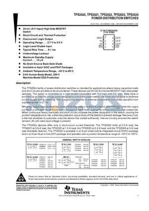 TPS2020D datasheet - POWER-DISTRIBUTION SWITCHES