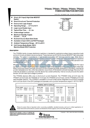 TPS2022 datasheet - POWER-DISTRIBUTION SWITCHES