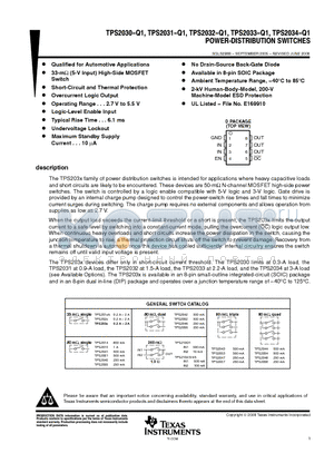 TPS2030IDRG4Q1 datasheet - POWER-DISTRIBUTION SWITCHES