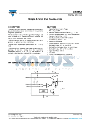SI9241A datasheet - Single-Ended Bus Transceiver