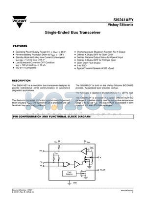 SI9241AEY datasheet - Single-Ended Bus Transcei