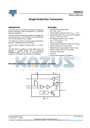 SI9241AEY-T1 datasheet - Single-Ended Bus Transceiver