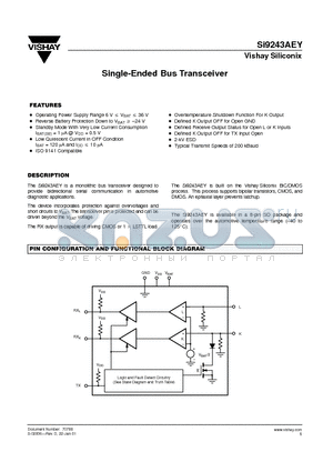 SI9243A datasheet - Single-Ended Bus Transceiver