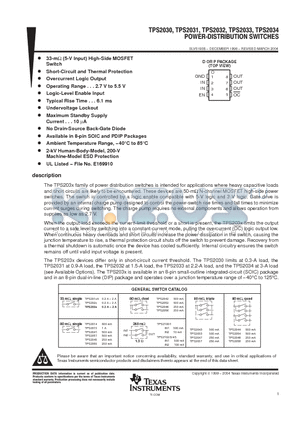 TPS2031D datasheet - POWER-DISTRIBUTION SWITCHES