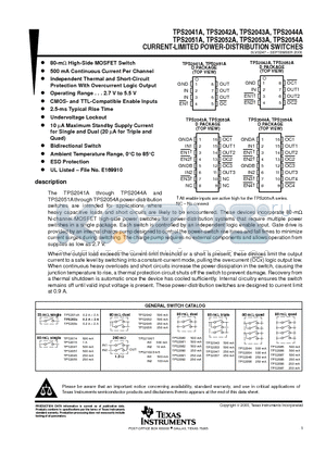 TPS2041AD datasheet - CURRENT-LIMITED POWER-DISTRIBUTION SWITCHES