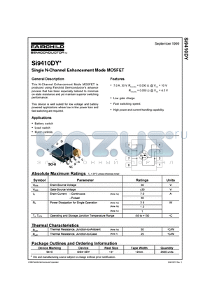 SI9410DY datasheet - Single N-Channel Enhancement Mode MOSFET