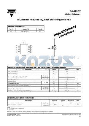 SI9422DY datasheet - N-Channel Reduced Qg, Fast Switching MOSFET