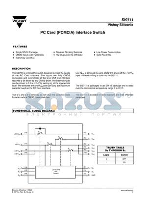 SI9711 datasheet - PC Card (PCMCIA) Interface Switch