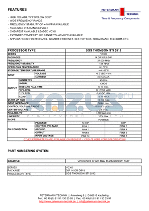 STI5512 datasheet - HIGH RELIABILITY FOR LOW COST WIDE FREQUENCY RANGE