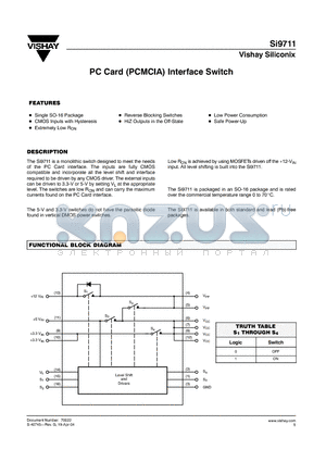 SI9711CY-T1-E3 datasheet - PC Card (PCMCIA) Interface Switch