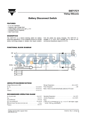 SI9717CY datasheet - Battery Disconnect Switch