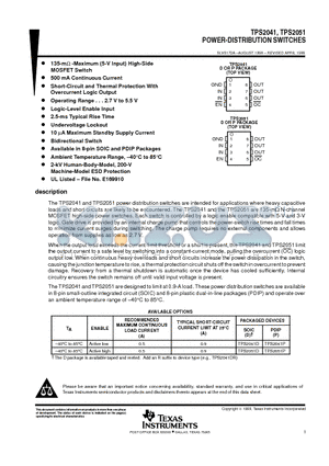 TPS2041D datasheet - POWER-DISTRIBUTION SWITCHES