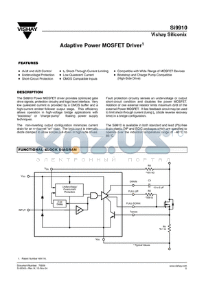 SI9910 datasheet - Adaptive Power MOSFET Driver