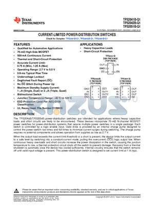 TPS2041QDBVRQ1 datasheet - CURRENT-LIMITED POWER-DISTRIBUTION SWITCHES