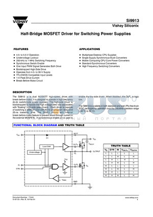 SI9913_04 datasheet - Half-Bridge MOSFET Driver for Switching Power Supplies