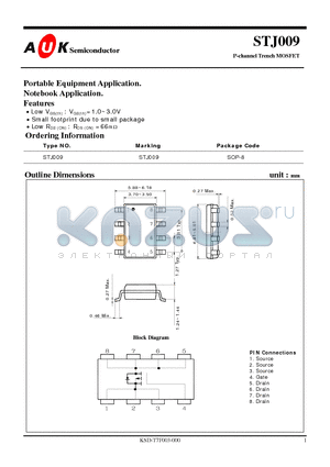 STJ009 datasheet - P-channel Trench MOSFET