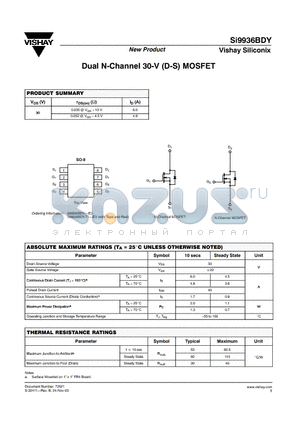 SI9936BDY_07 datasheet - Dual N-Channel 30-V (D-S) MOSFET