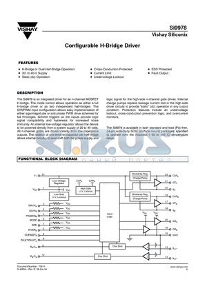 SI9978 datasheet - Configurable H-Bridge Driver