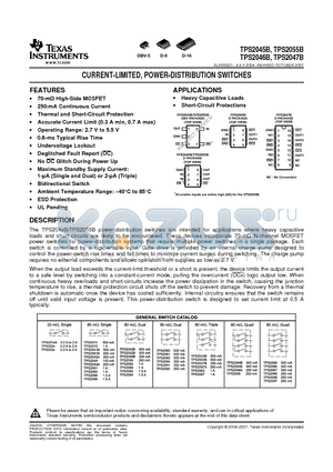 TPS2046BDRG4 datasheet - CURRENT-LIMITED, POWER-DISTRIBUTION SWITCHES