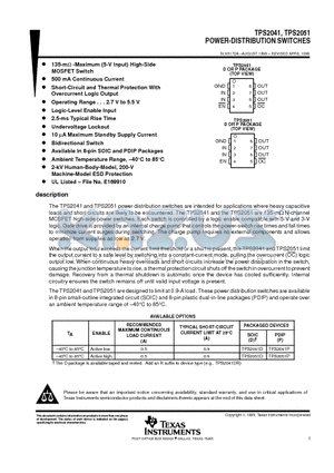 TPS2051 datasheet - POWER-DISTRIBUTION SWITCHES