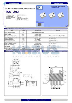 TCO-291J datasheet - VOLTAGE -CONTROLLED CRYSTAL OSCILLATOR