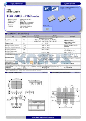 TCO-5160 datasheet - TCXO HIGH-STABILITY