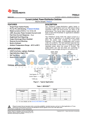 TPS2051C datasheet - Current-Limited, Power-Distribution Switches