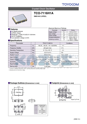 TCO-7116H1A datasheet - Crystal Clock Oscillator