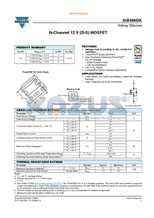 SIB488DK datasheet - N-Channel 12 V (D-S) MOSFET