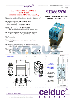 SIB865970 datasheet - AC Semiconductor Contactor