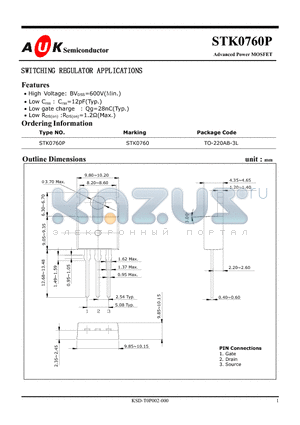 STK0760P datasheet - Advanced Power MOSFET