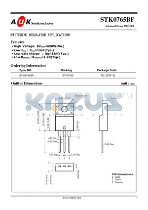 STK0765BF datasheet - Advanced Power MOSFET