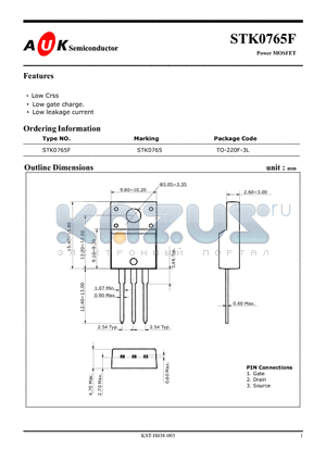 STK0765F datasheet - Power MOSFET