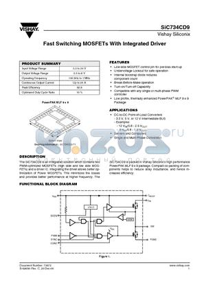 SIC734CD9 datasheet - Fast Switching MOSFETs With Integrated Driver