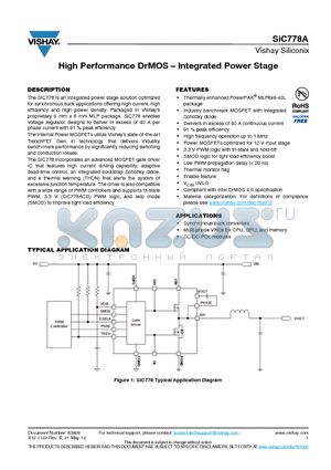 SIC778A datasheet - High Performance DrMOS  Integrated Power Stage
