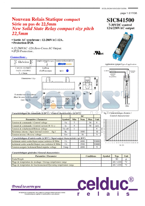 SIC841500 datasheet - New Solid State Relay compact size pitch 22,5mm