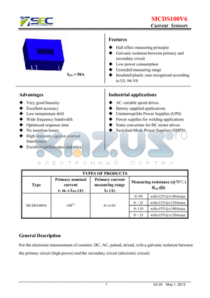 SICDS100V6 datasheet - Current Sensors