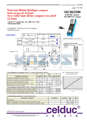 SIC862500 datasheet - New Solid State Relay compact size pitch 22,5mm