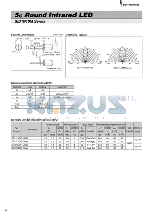 SID1010CXM datasheet - 5phi Round Infrared LED