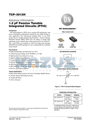 TCP-3012H datasheet - 1.2 pF Passive Tunable Integrated Circuits (PTIC)