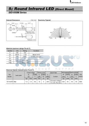 SID1050M datasheet - 5phi Round Infrared LED (Direct Mount)