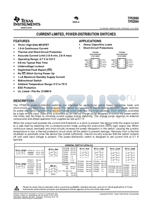 TPS2060DGN datasheet - CURRENT-LIMITED, POWER-DISTRIBUTION SWITCHES