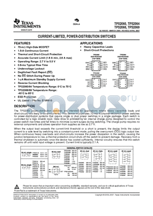 TPS2060DGNG4 datasheet - CURRENT-LIMITED, POWER-DISTRIBUTION SWITCHES