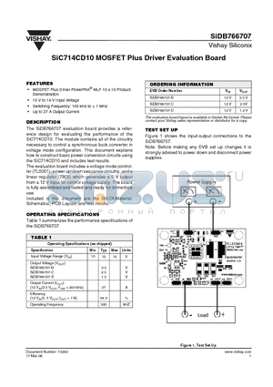 SIDB766707-B datasheet - SiC714CD10 MOSFET Plus Driver Evaluation Board