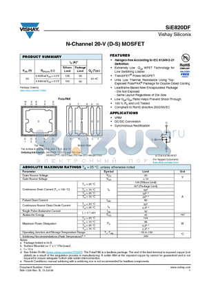 SIE820DF datasheet - N-Channel 20-V (D-S) MOSFET