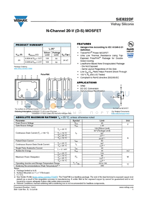 SIE822DF-T1-E3 datasheet - N-Channel 20-V (D-S) MOSFET