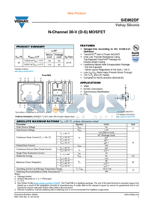 SIE862DF datasheet - N-Channel 30-V (D-S) MOSFET